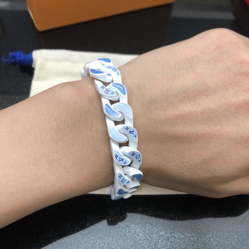Louis Vuitton Monogram Clouds Chain Bracelet Silver Blue view