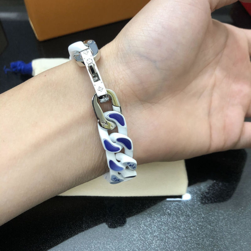 Louis Vuitton Monogram Clouds Chain Bracelet Silver Blue view