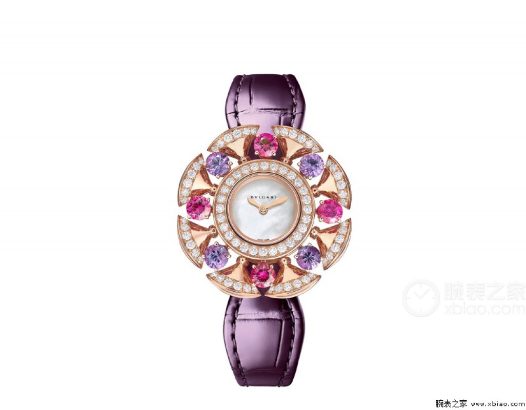 Bulgari Allegra Purple Leather Diamond Watch