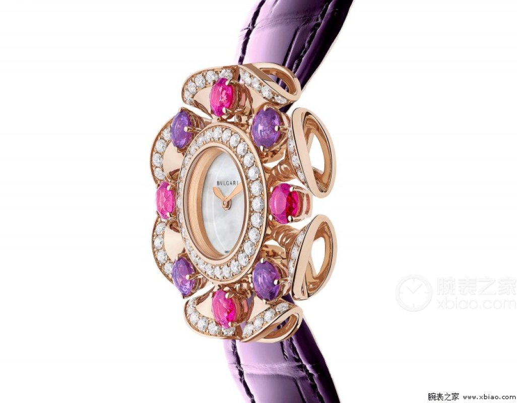 Bulgari Allegra Purple Leather Diamond Watch view