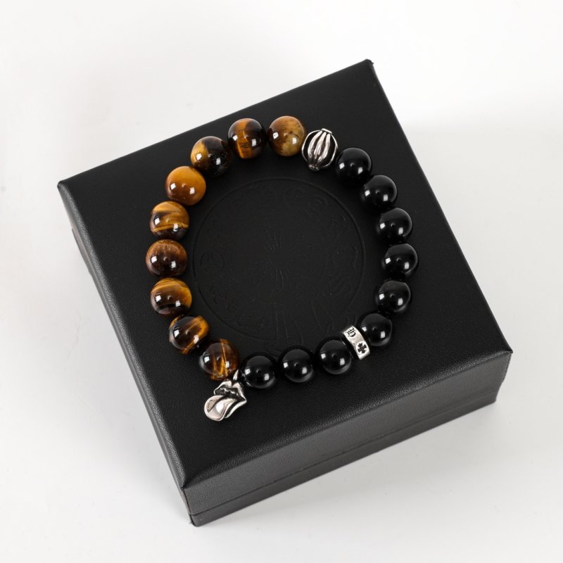 Chrome Hearts Vintage Beaded Bracelet - Tiger Eye & Black Onyx