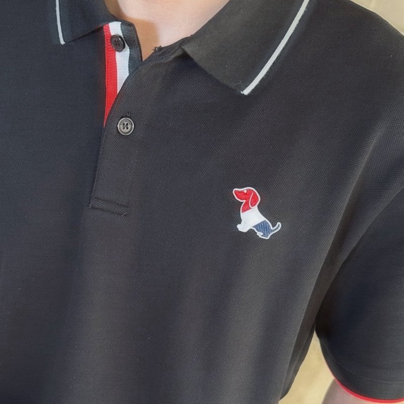 Thom Browne Dachshund Logo Polo Shirt Black