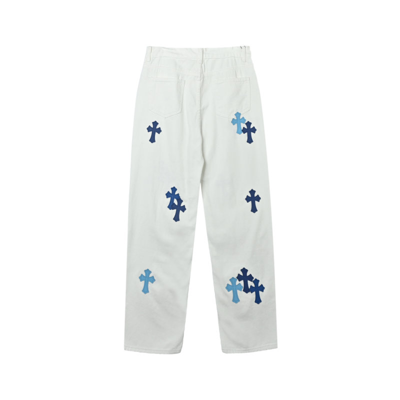 Chrome Hearts Cross Embroidered White Denim Jeans view