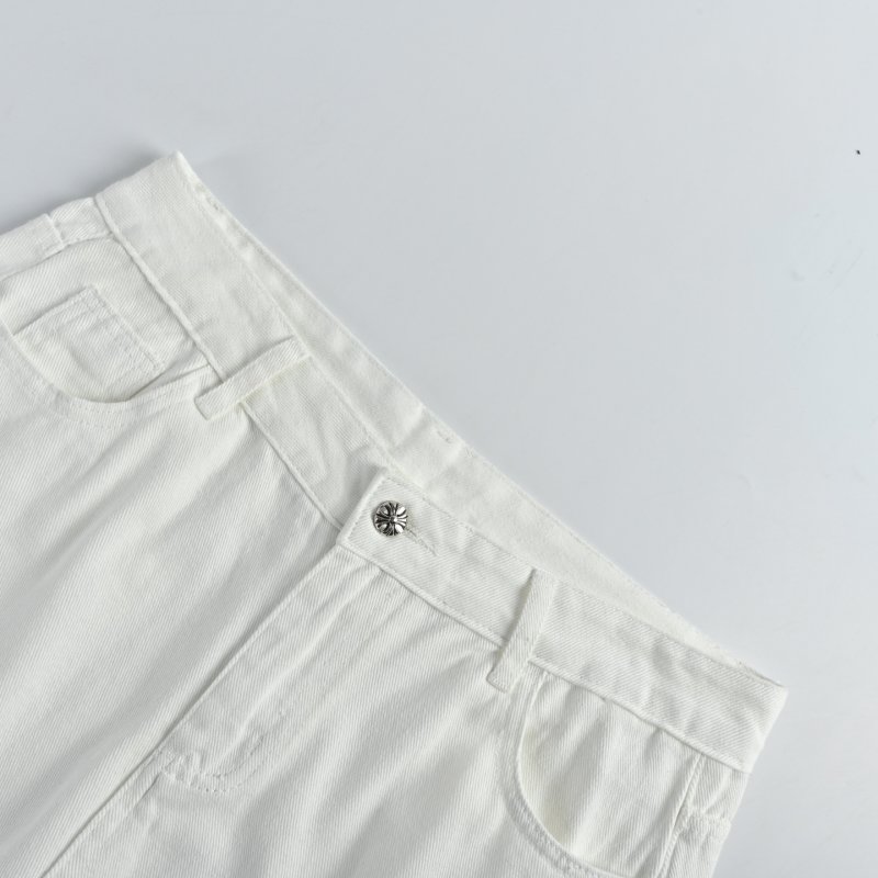 Chrome Hearts Cross Embroidered White Denim Jeans view