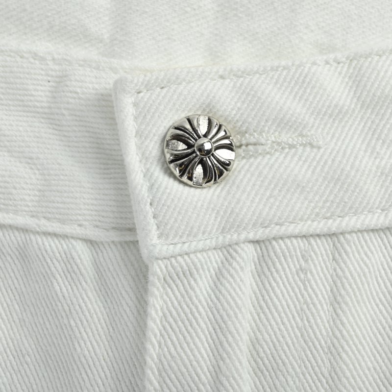 Chrome Hearts Cross Embroidered White Denim Jeans view