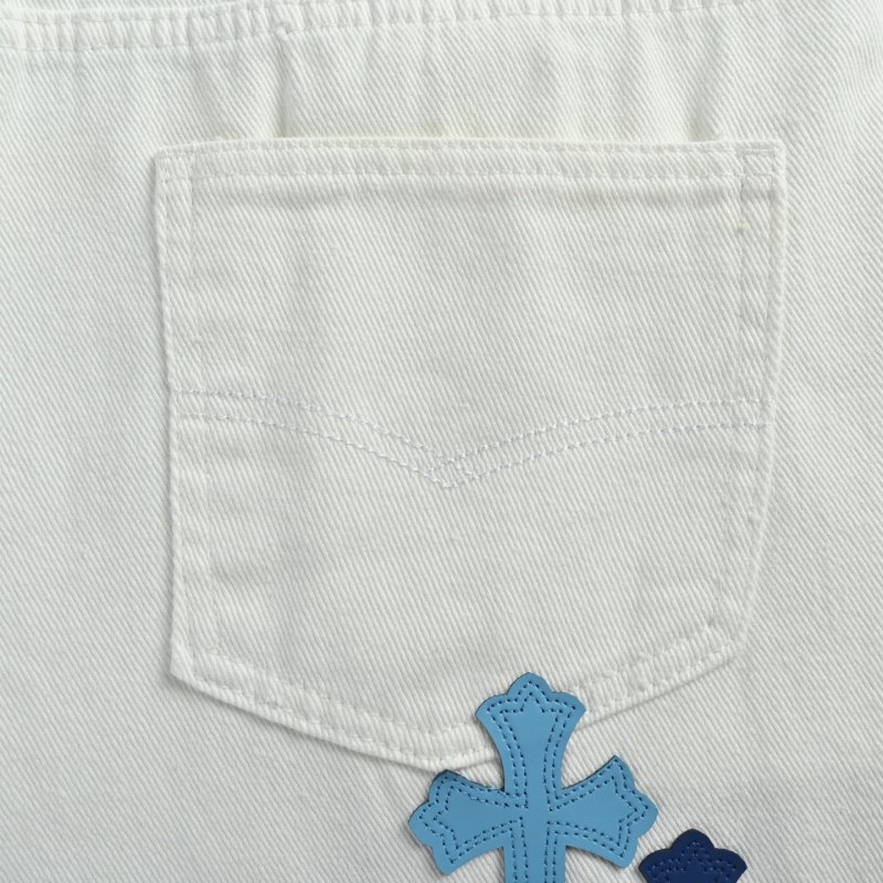 Chrome Hearts Cross Embroidered White Denim Jeans view