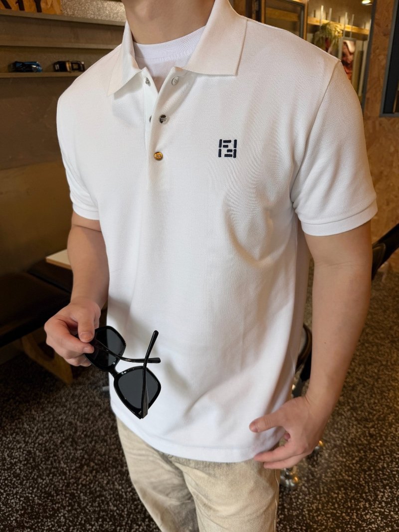 Fendi White Short Sleeve Polo Shirt