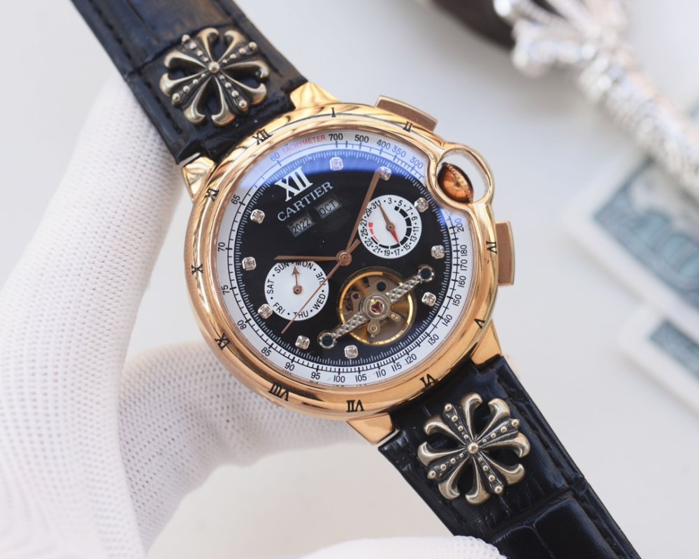 Cartier Calibre Chronograph Black Dial Steel Watch 44mm view