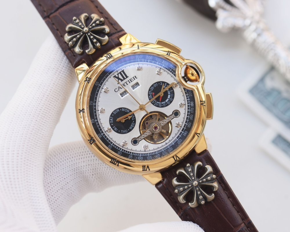 Cartier Calibre Chronograph Black Dial Steel Watch 44mm view