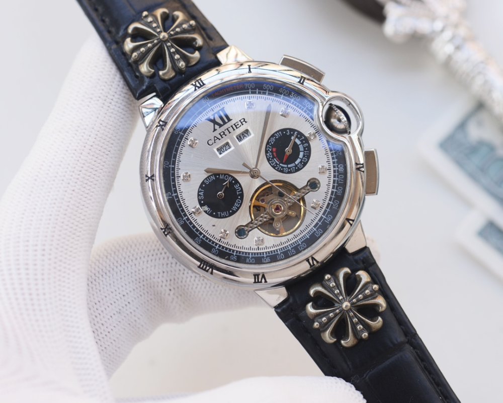 Cartier Calibre Chronograph Black Dial Steel Watch 44mm view