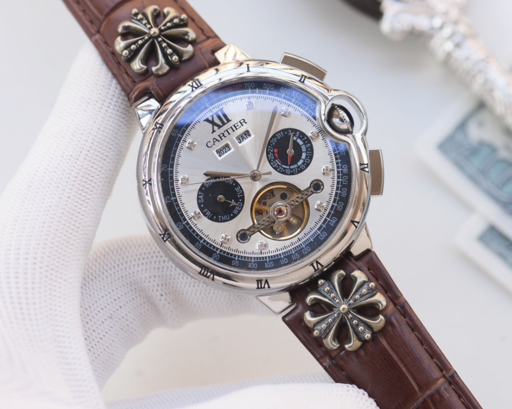 Cartier Calibre Chronograph Black Dial Steel Watch 44mm view