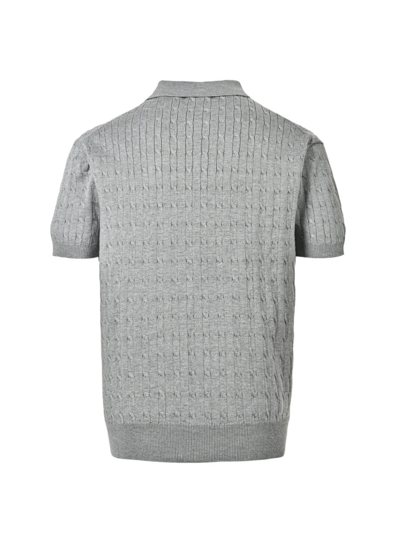 Ralph Lauren Grey Cable Knit Polo Shirt view