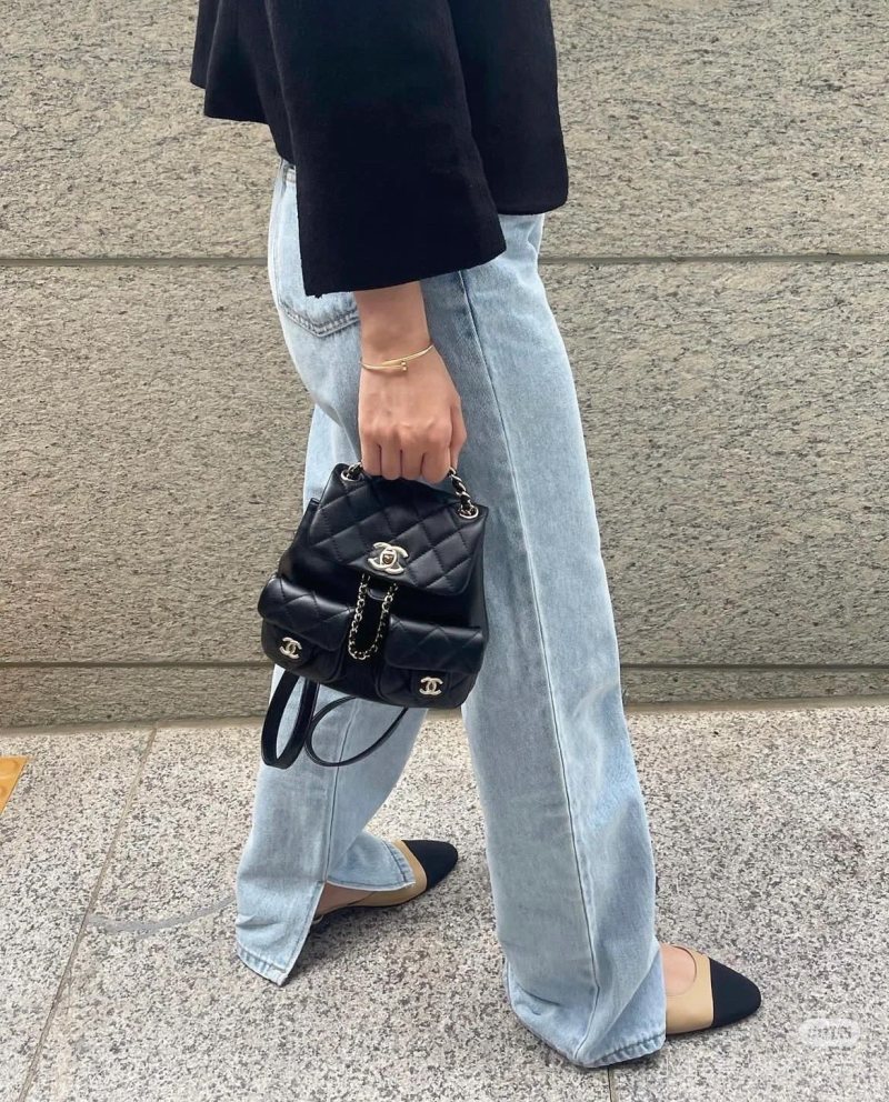 Chanel Black Quilted Backpack with Chain Strap view