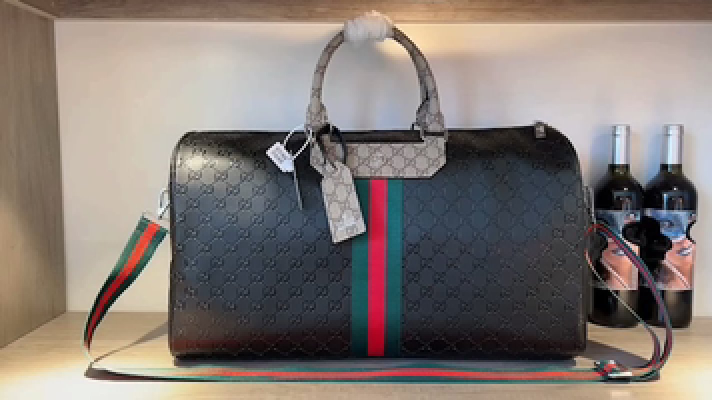 Gucci GG Monogram Black Travel Duffle Bag
