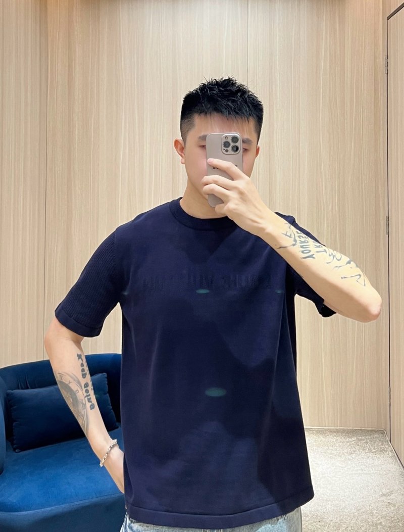 Navy Blue Embroidered Short Sleeve T-Shirt view