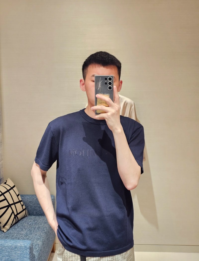 Navy Blue Embroidered Short Sleeve T-Shirt view