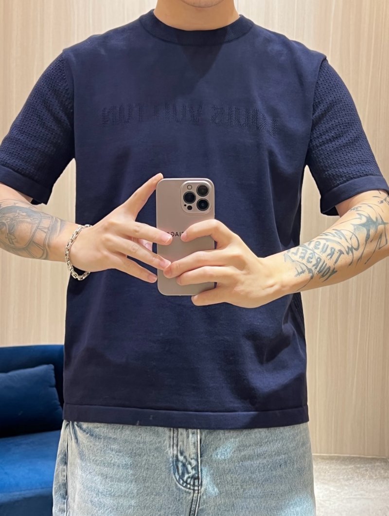 Navy Blue Embroidered Short Sleeve T-Shirt view
