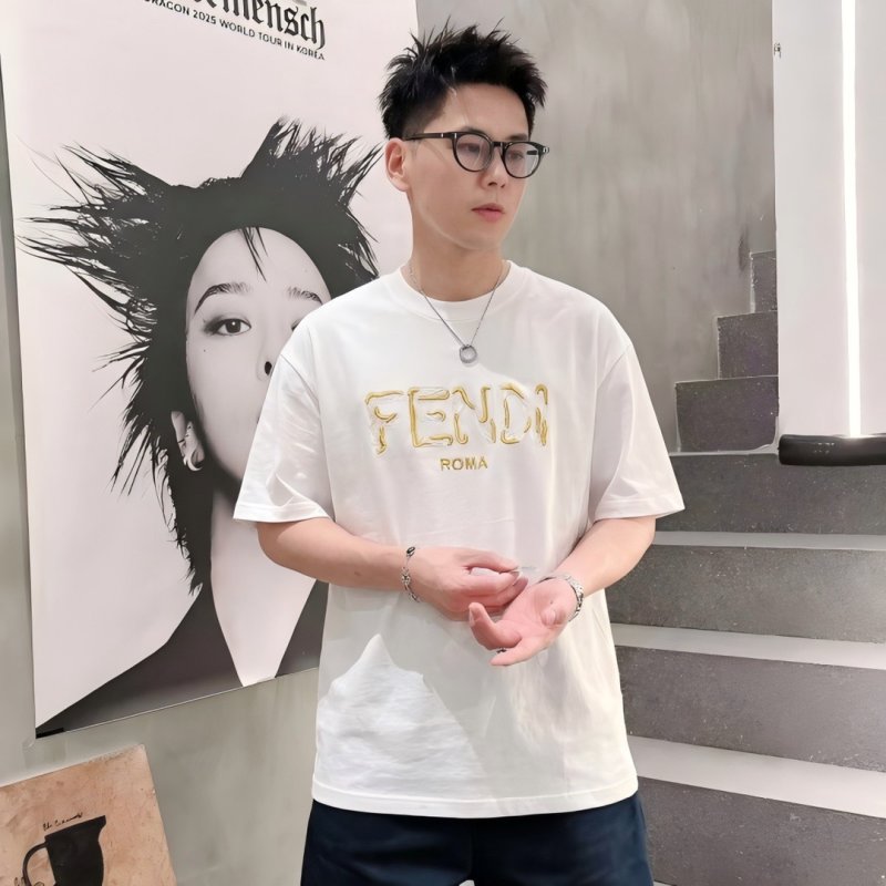 Fendi Roma Gold Logo White T-Shirt view