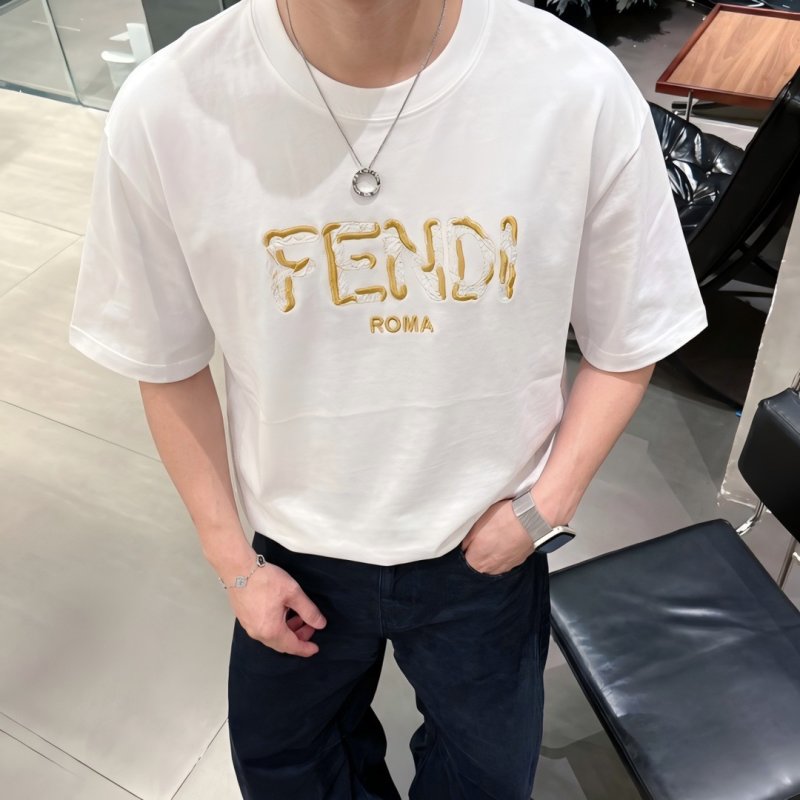 Fendi Roma Gold Logo White T-Shirt view