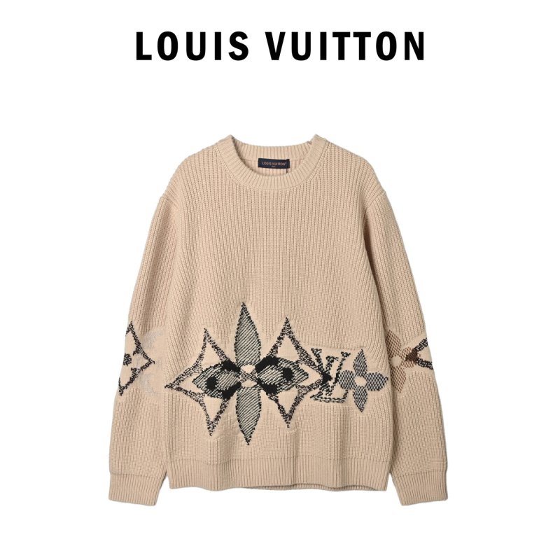 Cream Argyle Knit Sweater with Black Diamond Pattern view