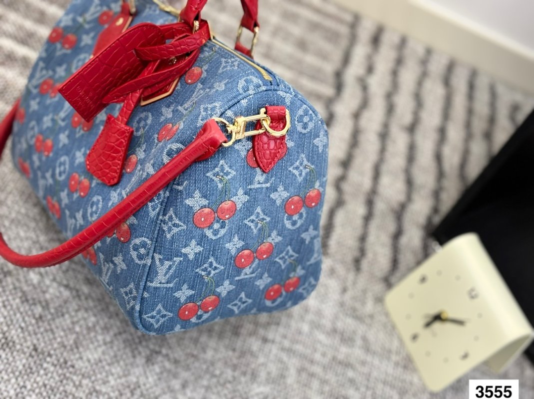 Louis Vuitton Speedy 30 Cherry Print Denim Tote Bag view