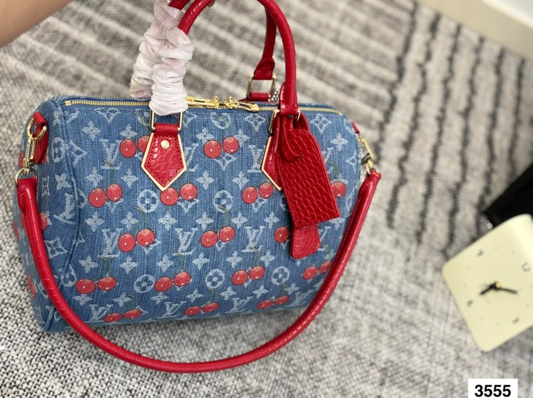 Louis Vuitton Speedy 30 Cherry Print Denim Tote Bag view