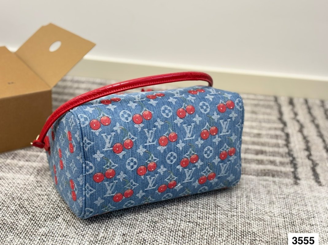 Louis Vuitton Speedy 30 Cherry Print Denim Tote Bag view