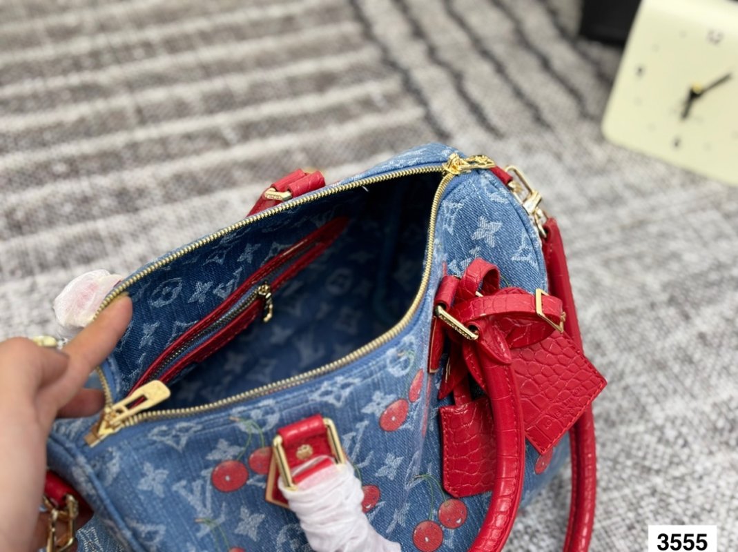 Louis Vuitton Speedy 30 Cherry Print Denim Tote Bag view