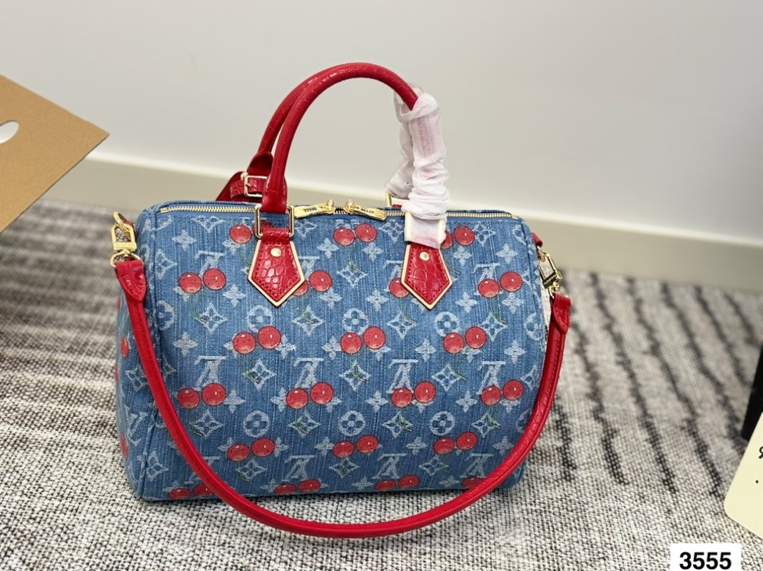 Louis Vuitton Speedy 30 Cherry Print Denim Tote Bag view