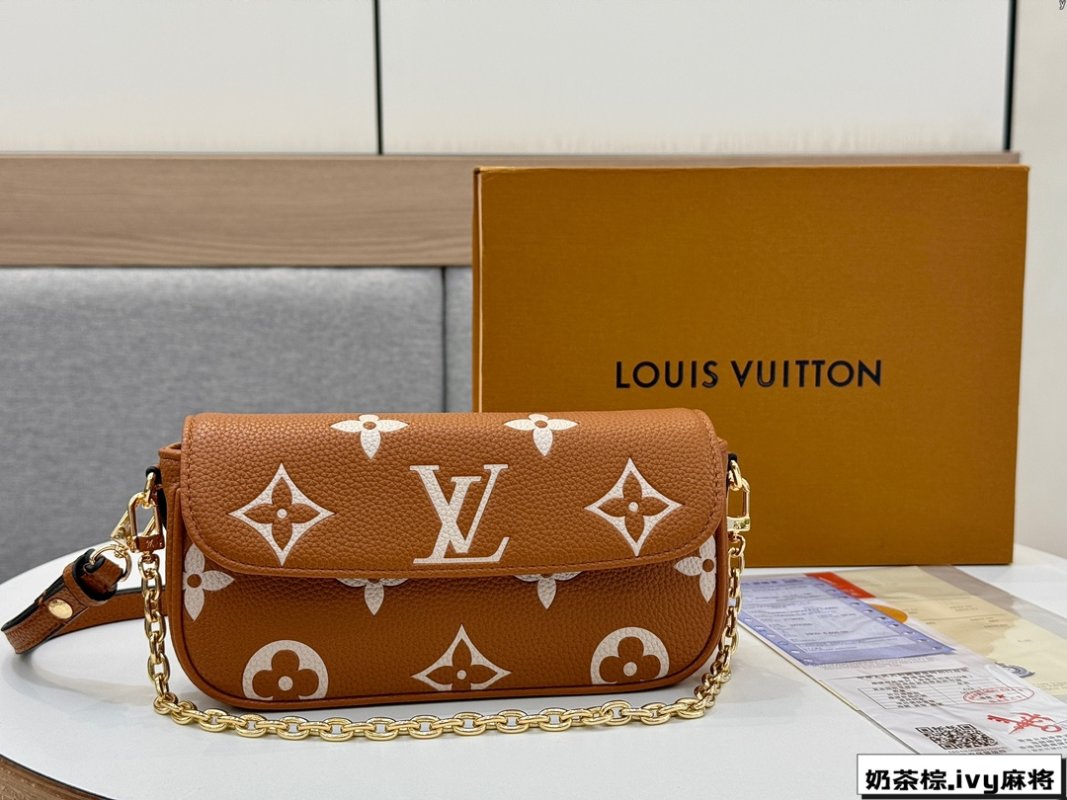 Louis Vuitton Ivy WOC Milk Tea Brown Mahjong Monogram Crossbody Bag