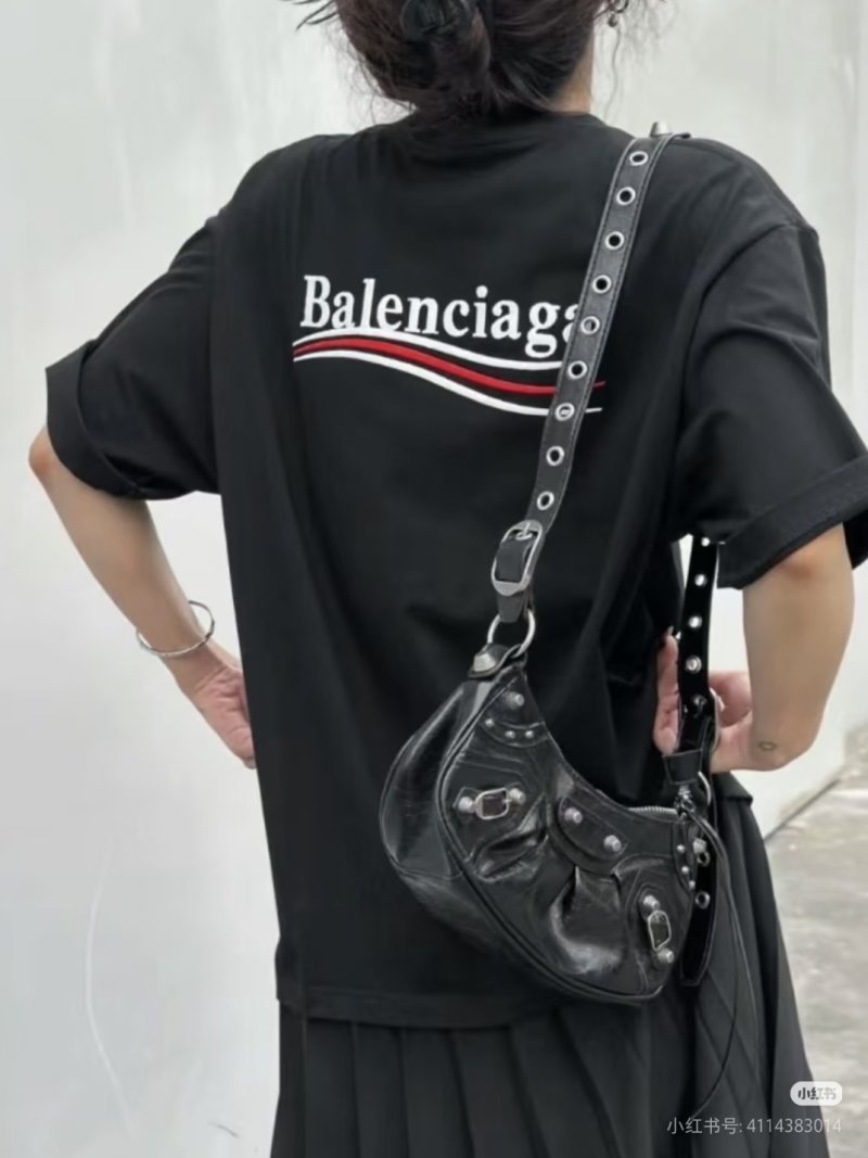 Balenciaga Logo Embroidered Short Sleeve T-Shirt Black view
