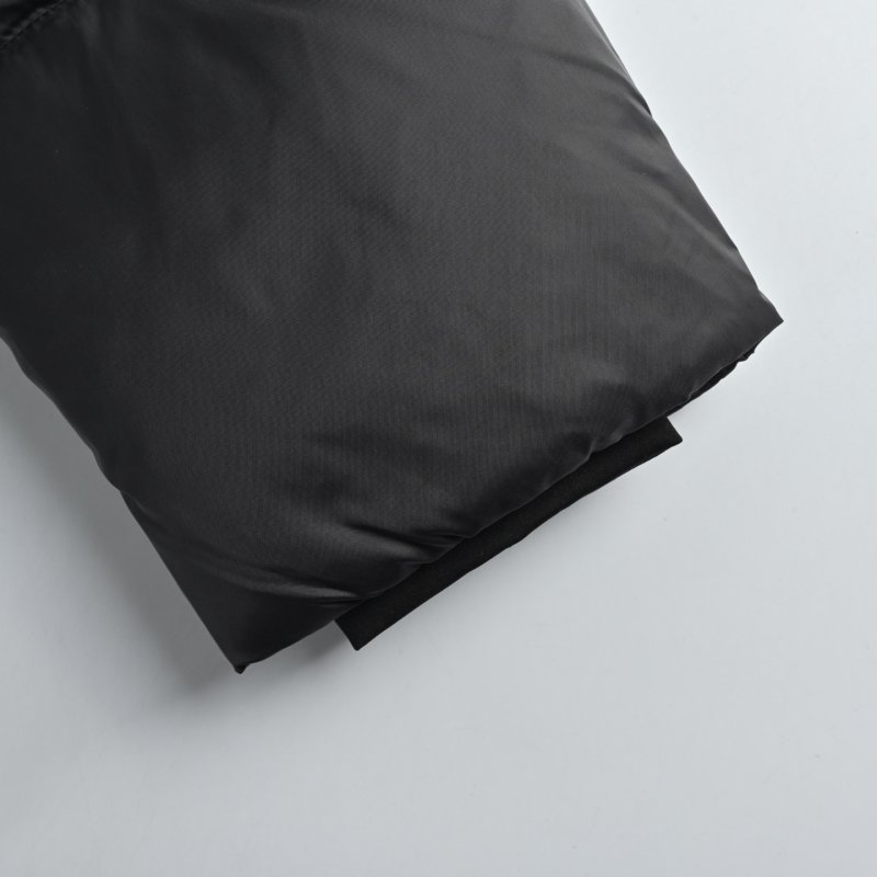 Black Quilted Down Puffer Jacket with Yellow Straps view