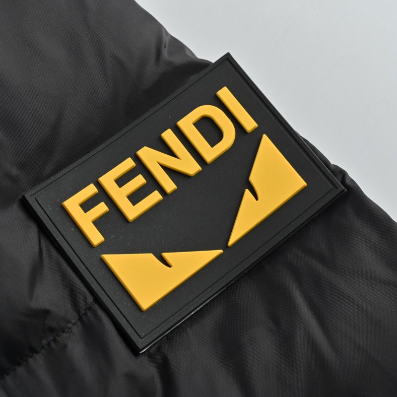 Black Quilted Down Puffer Jacket with Yellow Straps view