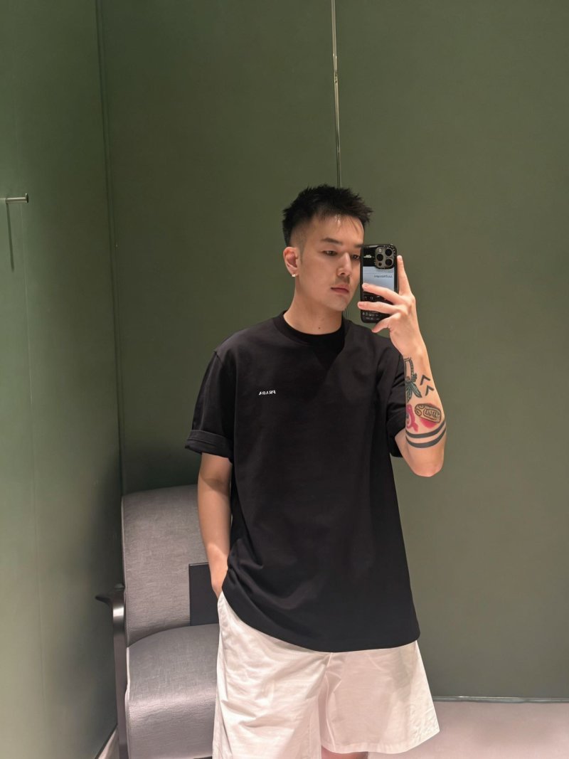 Black Minimalist Short Sleeve T-Shirt with Small Chest Logo view