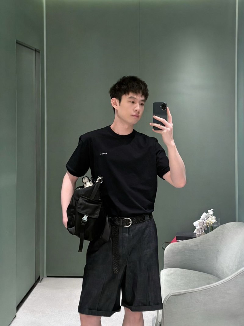 Black Minimalist Short Sleeve T-Shirt with Small Chest Logo view