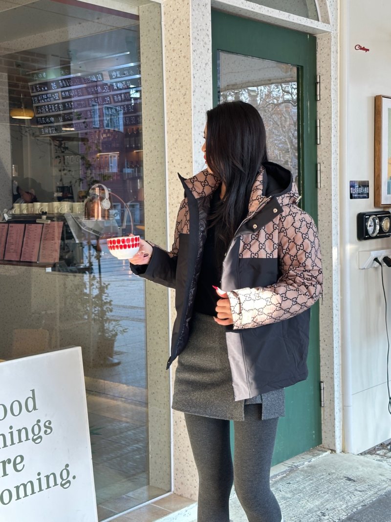 Gucci GG Monogram Black & Beige Down Jacket