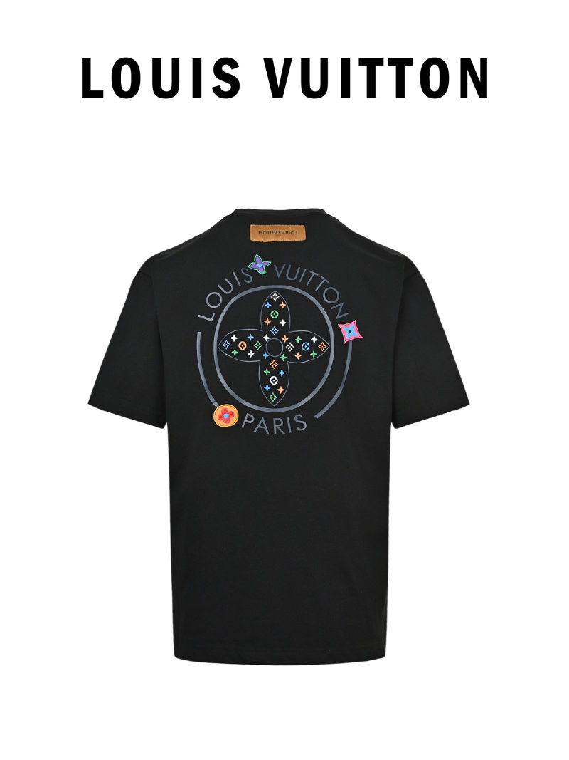 Louis Vuitton Colorful Monogram Embroidered Black T-Shirt view