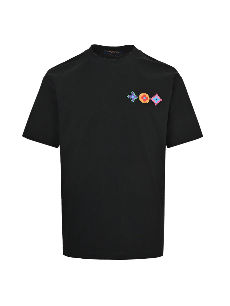 Louis Vuitton Colorful Monogram Embroidered Black T-Shirt view