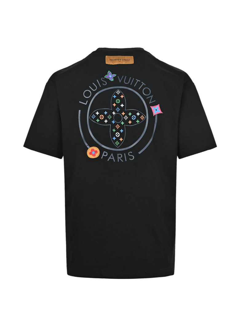 Louis Vuitton Colorful Monogram Embroidered Black T-Shirt view