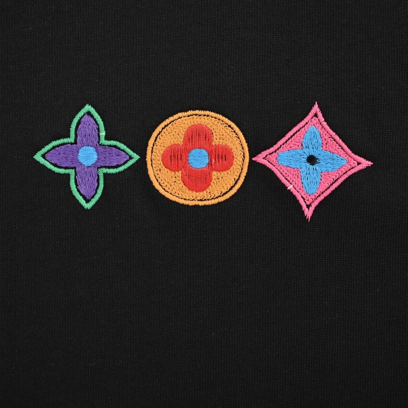 Louis Vuitton Colorful Monogram Embroidered Black T-Shirt view