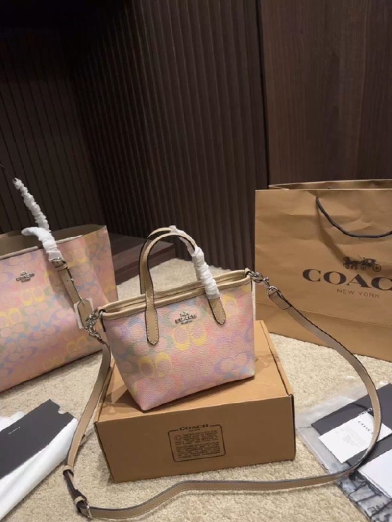 Coach Signature Canvas Tote Bag Pink Multi