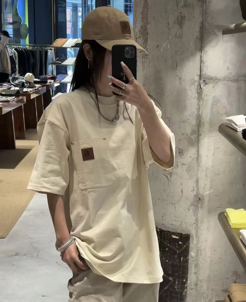Cream Utility Pocket T-Shirt with Brown Label view