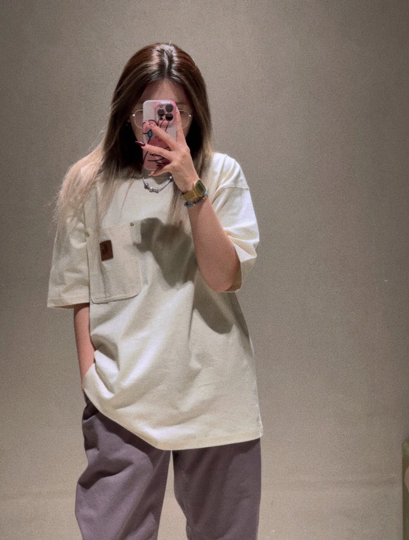 Cream Utility Pocket T-Shirt with Brown Label view