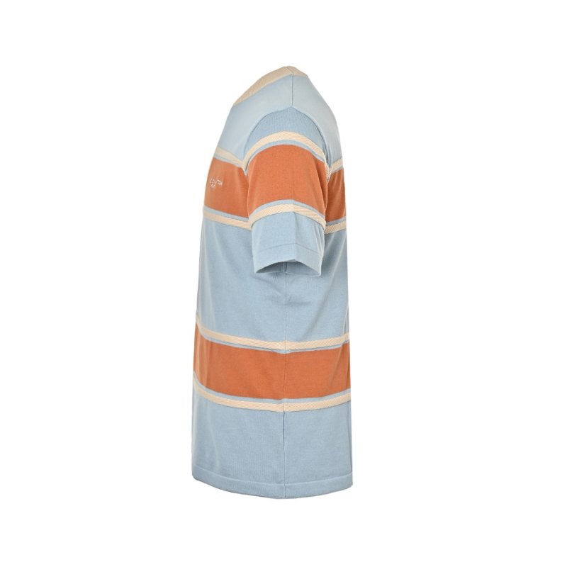 Striped Color-Block Short Sleeve T-Shirt - Blue/Orange view