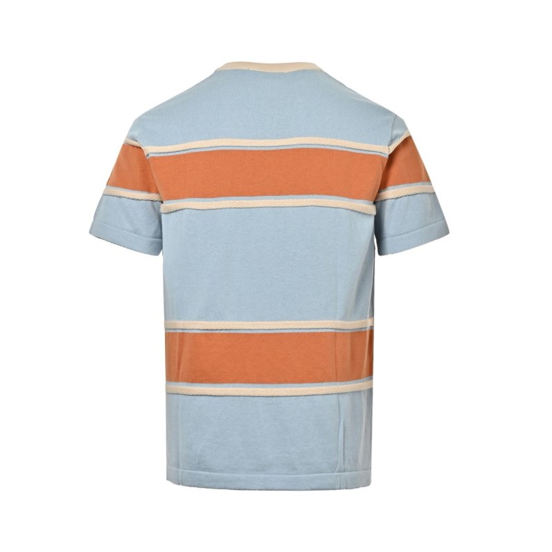Striped Color-Block Short Sleeve T-Shirt - Blue/Orange view
