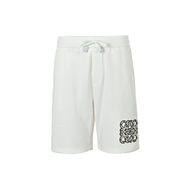 White Drawstring Shorts with Monogram Print view