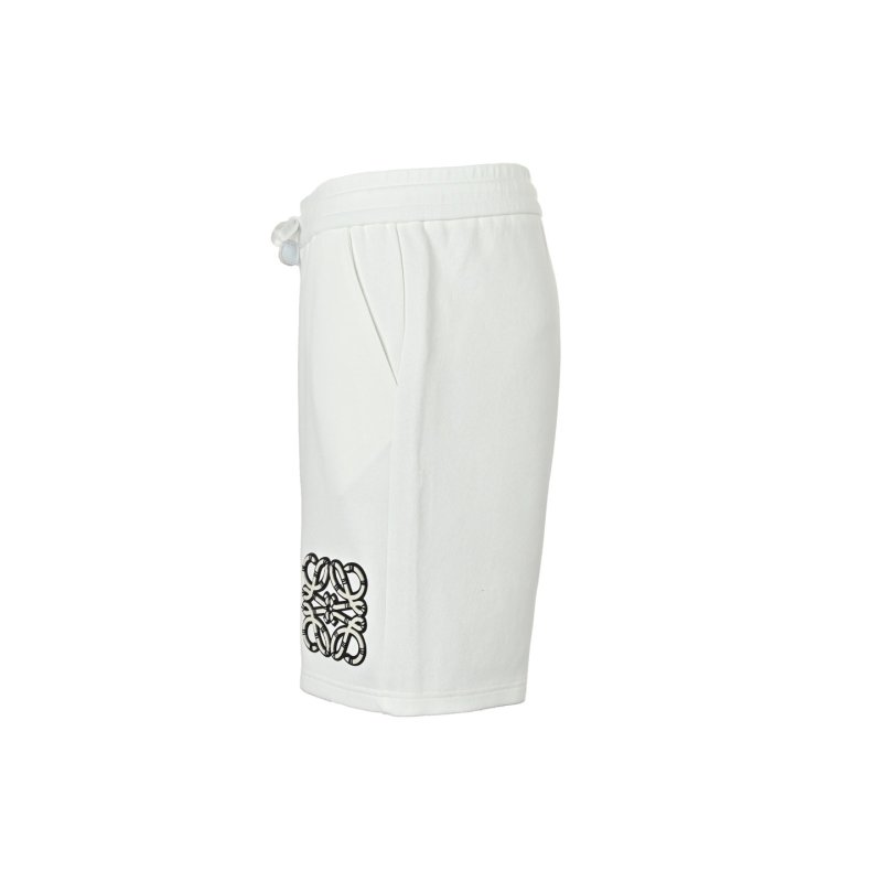 White Drawstring Shorts with Monogram Print view