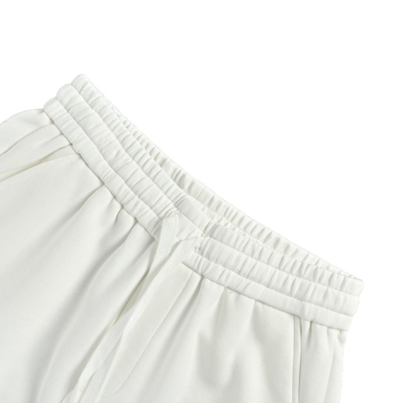 White Drawstring Shorts with Monogram Print view