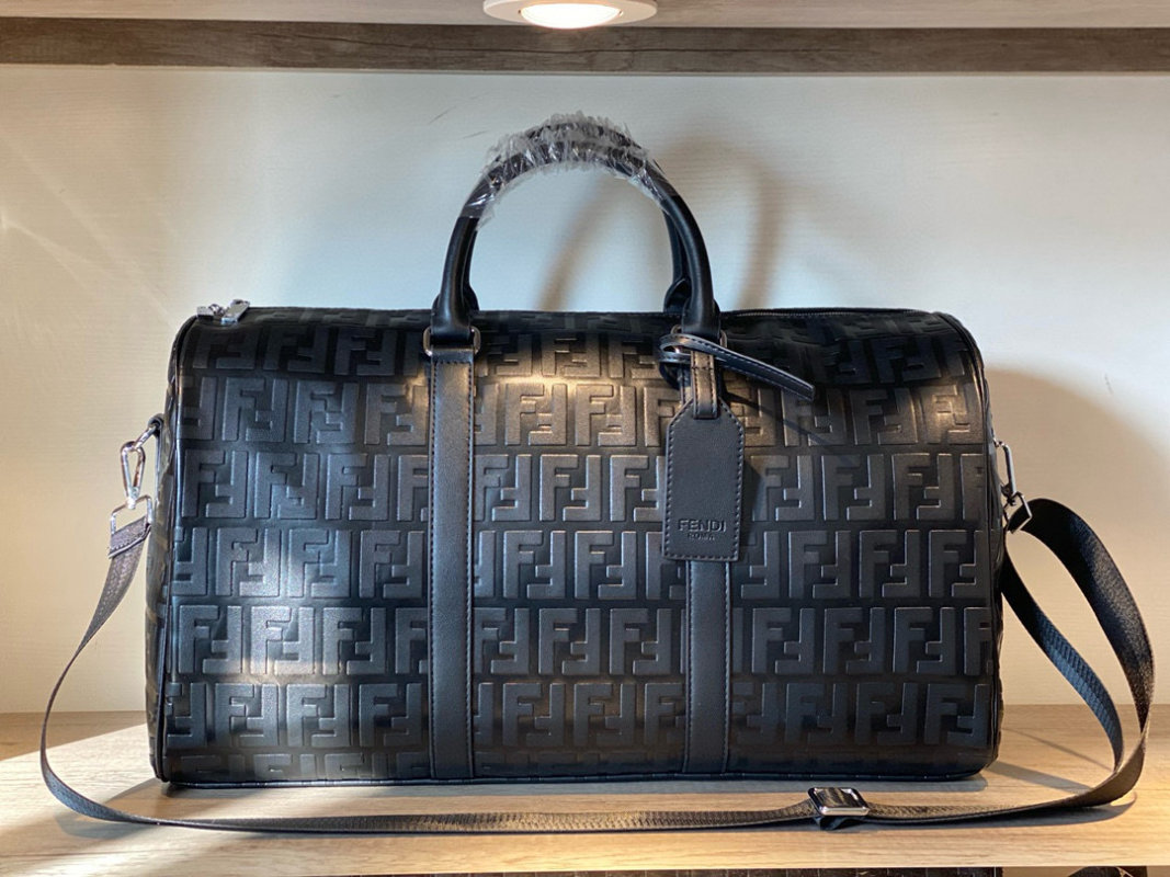 Fendi Zucca Monogram Travel Duffel Bag Black 25cm