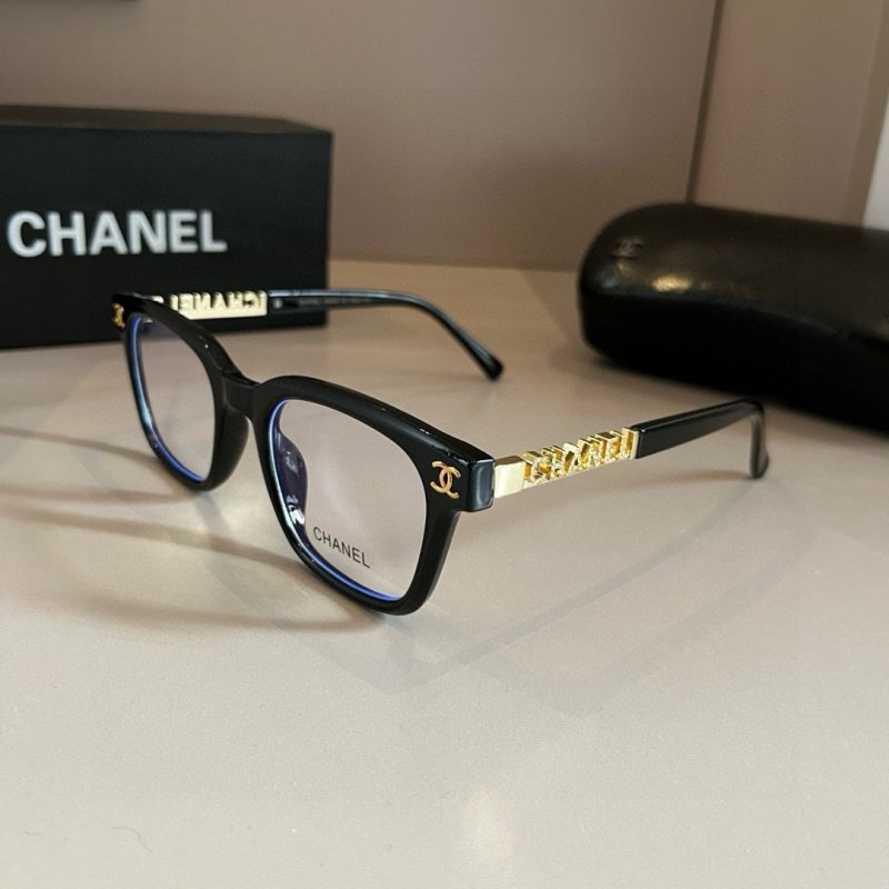 Chanel Black Oversized Frame Sunglasses with Gold Temple Detail view